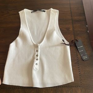 Roma Knit white crop top tank